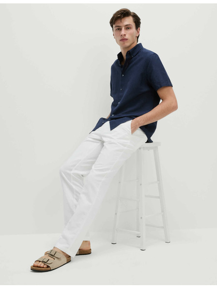 Marks & Spencer Ленени chino панталони, нормален силует Marks & Spencer бяло