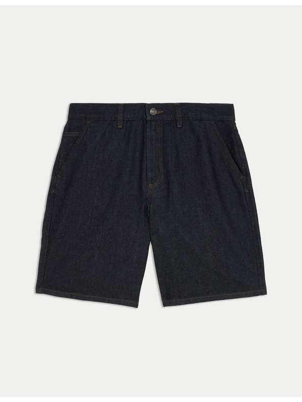 Marks & Spencer Леки дънкови шорти с прав силует Marks & Spencer тъмносини