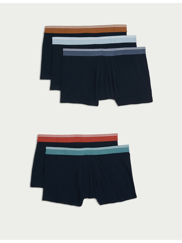 Marks & Spencer Боксерки с висок дял памук и технология Cool & Fresh™, 5 броя в опаковка Marks & Spencer тъмносини