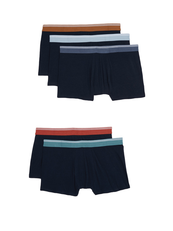 Marks & Spencer Боксерки с висок дял памук и технология Cool & Fresh™, 5 броя в опаковка Marks & Spencer тъмносини