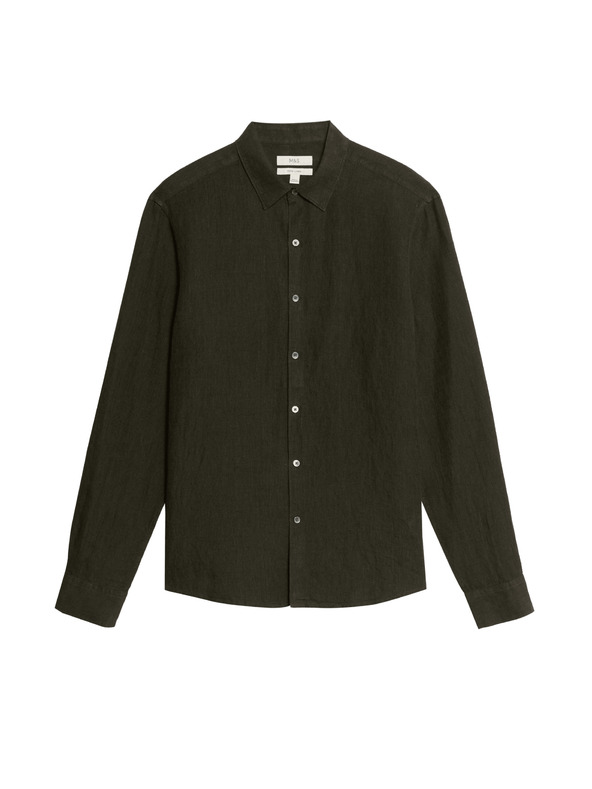 Marks & Spencer Риза от чист лен Marks & Spencer зелена