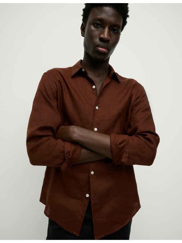 Marks & Spencer Риза от чист лен Marks & Spencer кафява