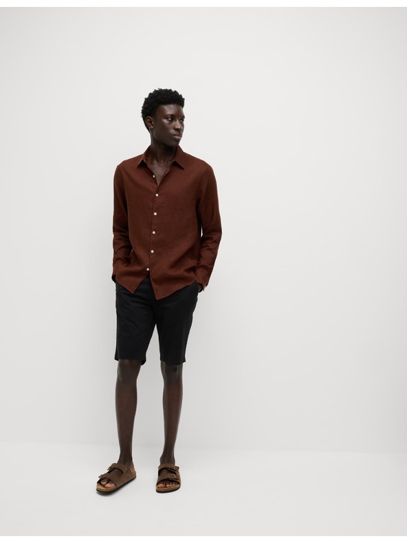 Marks & Spencer Риза от чист лен Marks & Spencer кафява