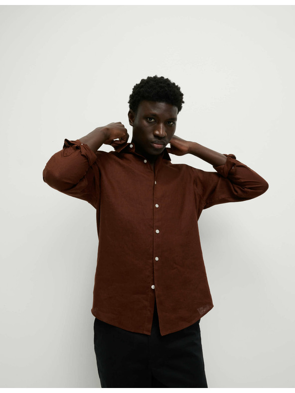 Marks & Spencer Риза от чист лен Marks & Spencer кафява