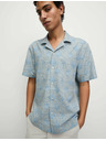 Marks & Spencer Риза от смес лен с къс ръкав и геометричен принт Marks & Spencer синя