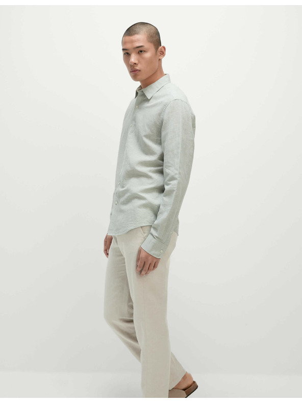 Marks & Spencer Риза с пепит десен от смес лен и памук Marks & Spencer зелена