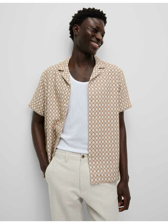 Marks & Spencer Бродирана риза с висок дял памук Marks & Spencer кремава