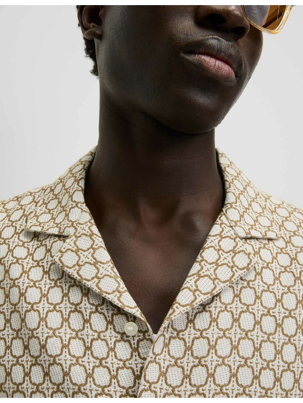 Marks & Spencer Бродирана риза с висок дял памук Marks & Spencer кремава