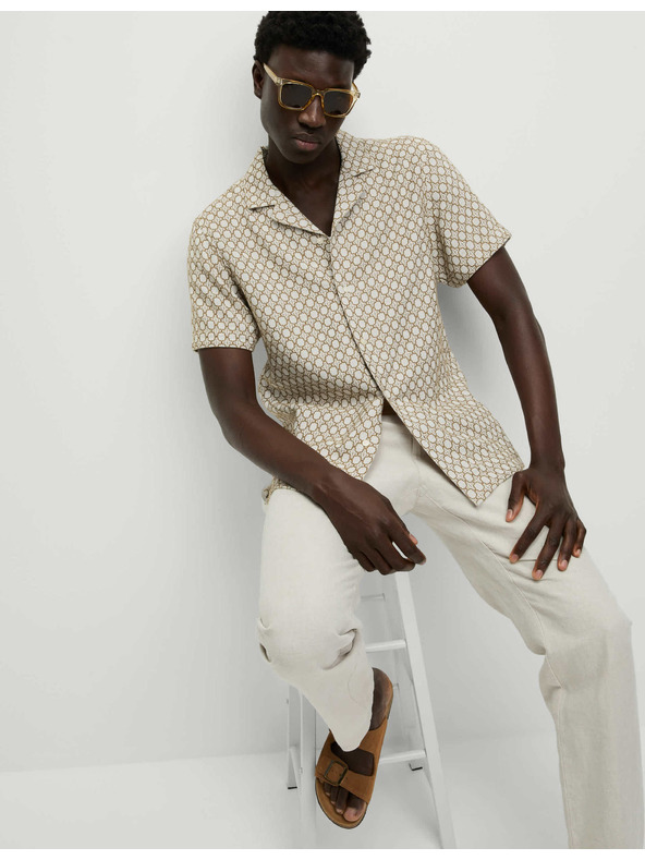 Marks & Spencer Бродирана риза с висок дял памук Marks & Spencer кремава