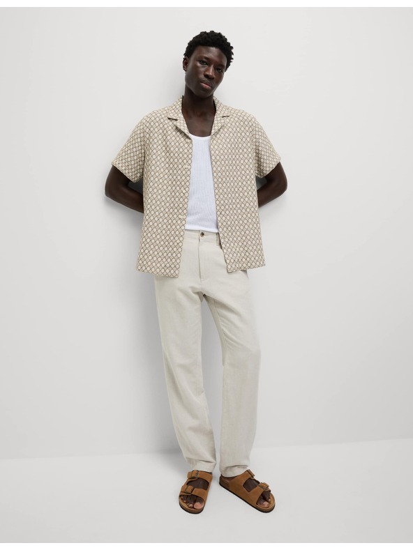 Marks & Spencer Бродирана риза с висок дял памук Marks & Spencer кремава