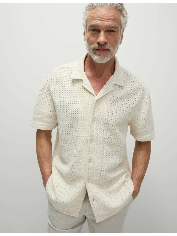 Marks & Spencer Плетена риза от чист памук Marks & Spencer кремава