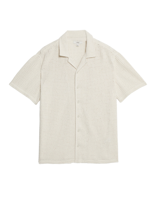 Marks & Spencer Плетена риза от чист памук Marks & Spencer кремава