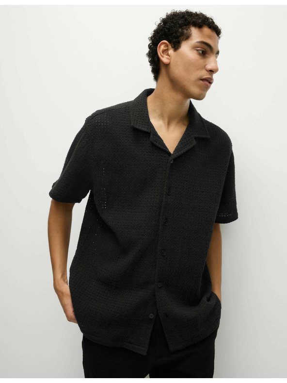 Marks & Spencer Плетена риза от чист памук Marks & Spencer черна