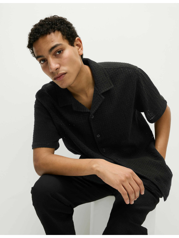 Marks & Spencer Плетена риза от чист памук Marks & Spencer черна