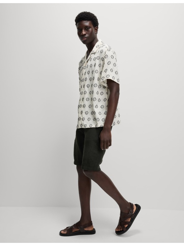 Marks & Spencer Риза от чист памук с геометричен принт Marks & Spencer кремава