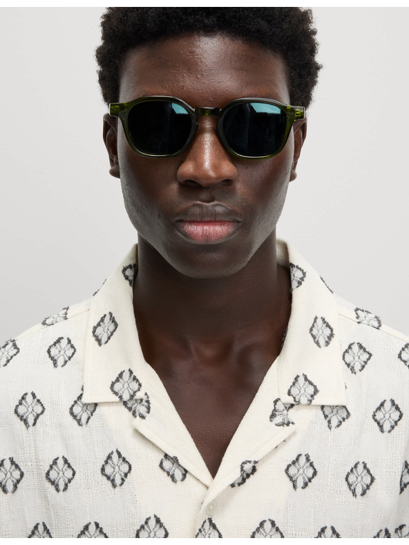 Marks & Spencer Риза от чист памук с геометричен принт Marks & Spencer кремава