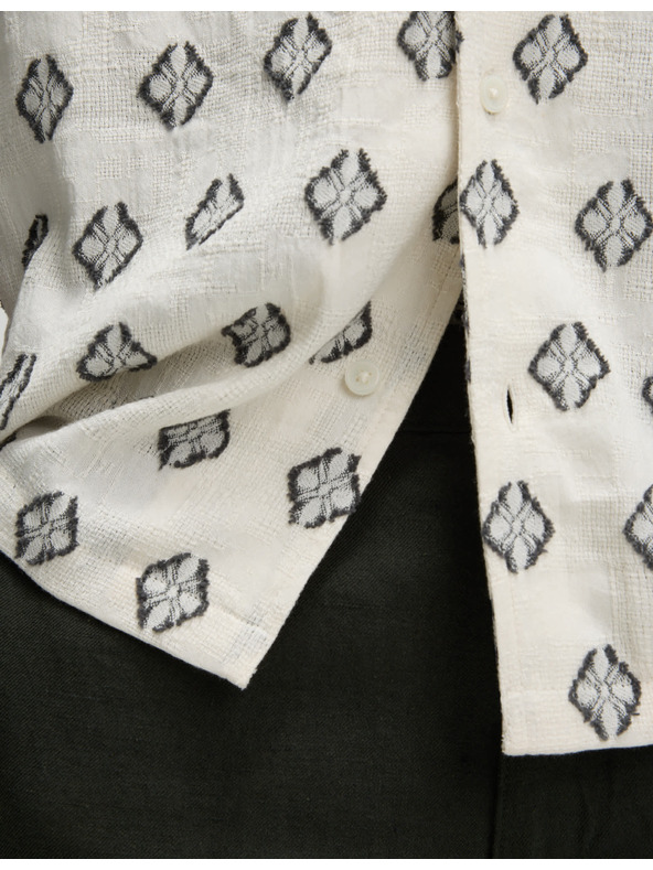 Marks & Spencer Риза от чист памук с геометричен принт Marks & Spencer кремава