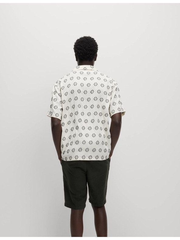 Marks & Spencer Риза от чист памук с геометричен принт Marks & Spencer кремава