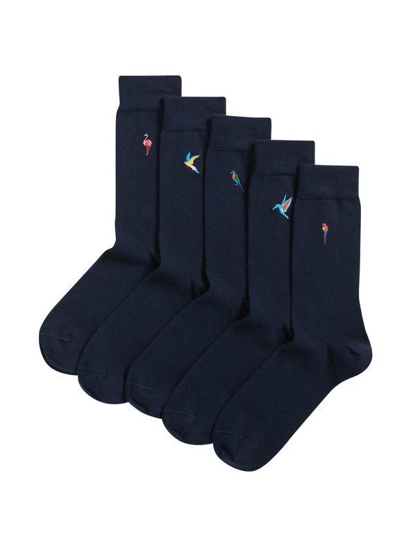 Marks & Spencer Чорапи Cool & Fresh™ с птичи мотив, с висок дял памук, 5 чифта в опаковка Marks & Spencer тъмносини