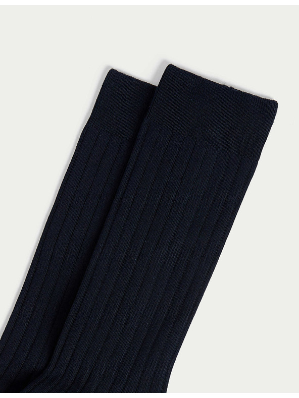 Marks & Spencer 1 чифт ребрести чорапи, с висок дял египетски памук Marks & Spencer тъмносини