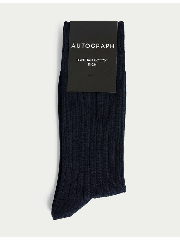 Marks & Spencer 1 чифт ребрести чорапи, с висок дял египетски памук Marks & Spencer тъмносини