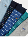 Marks & Spencer Чорапи Cool & Fresh™ с водолазен мотив, с висок дял памук, 5 чифта в опаковка Marks & Spencer сини