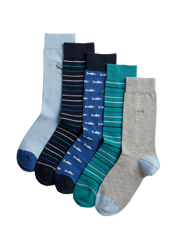 Marks & Spencer Чорапи Cool & Fresh™ с водолазен мотив, с висок дял памук, 5 чифта в опаковка Marks & Spencer сини