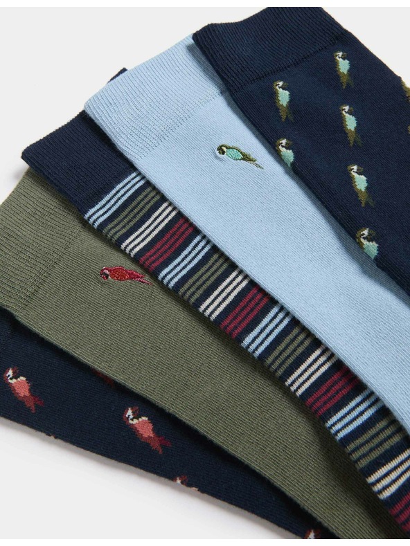 Marks & Spencer 5 чифта висококачествени памучни чорапи Cool & Fresh™ Marks & Spencer в тъмносиньо с различен дизайн