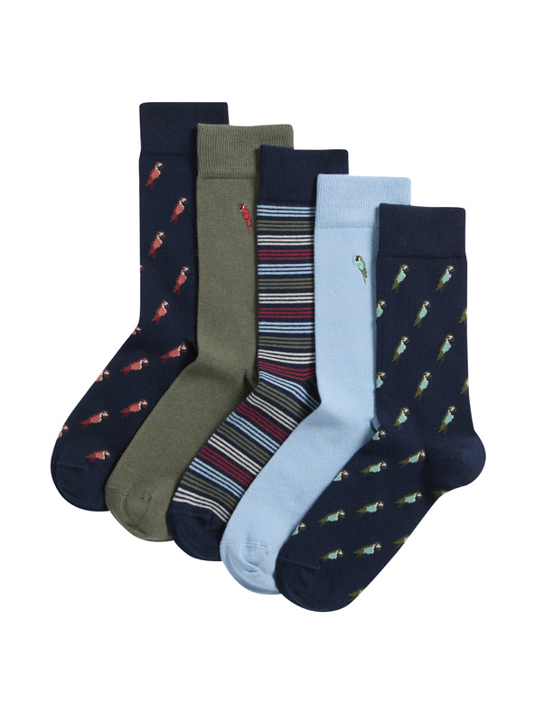 Marks & Spencer 5 чифта висококачествени памучни чорапи Cool & Fresh™ Marks & Spencer в тъмносиньо с различен дизайн