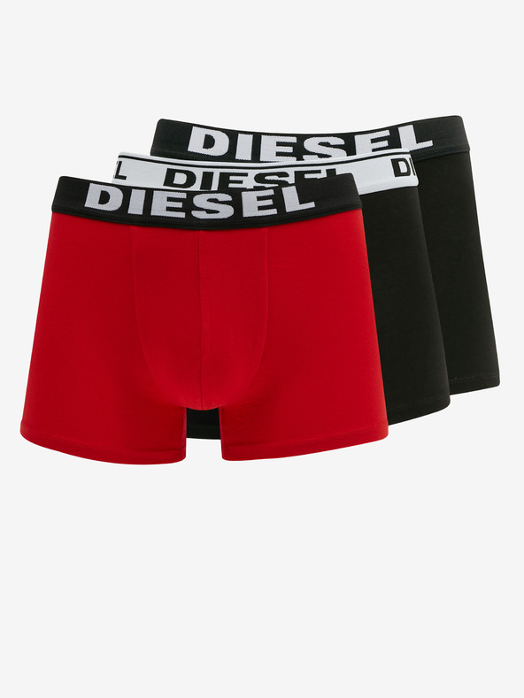 Diesel Комплект от три мъжки боксерки Diesel в червено и черно