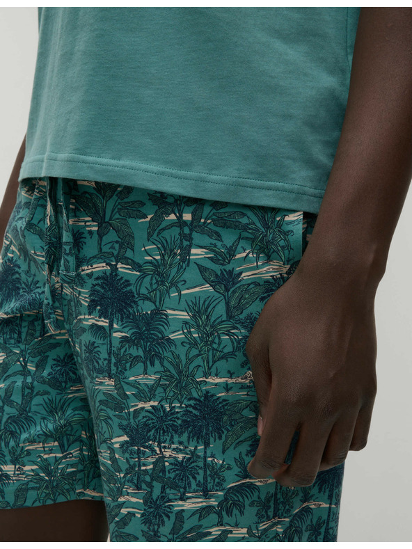 Marks & Spencer Пижама от чист памук с принт на палми Marks & Spencer зелена