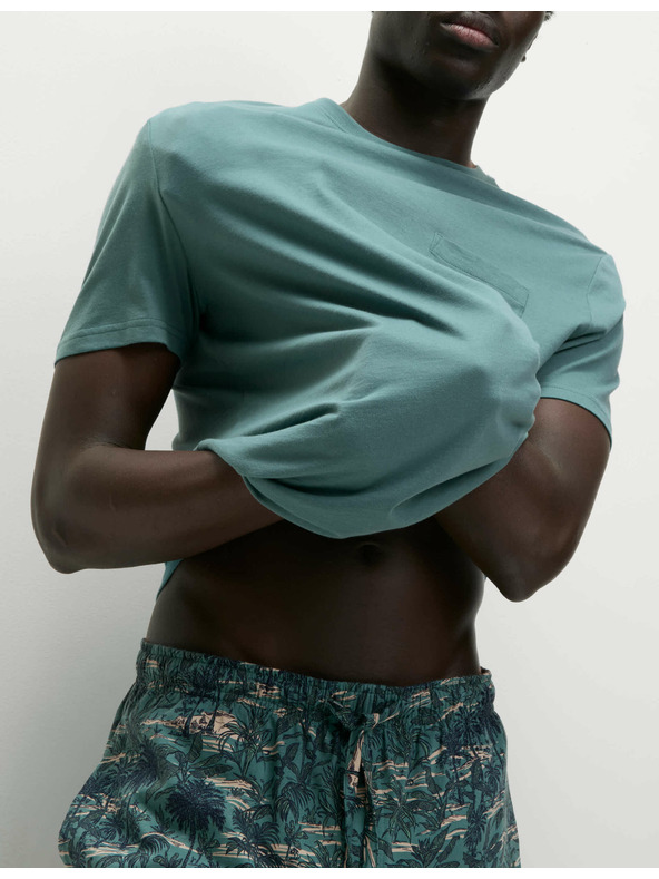 Marks & Spencer Пижама от чист памук с принт на палми Marks & Spencer зелена