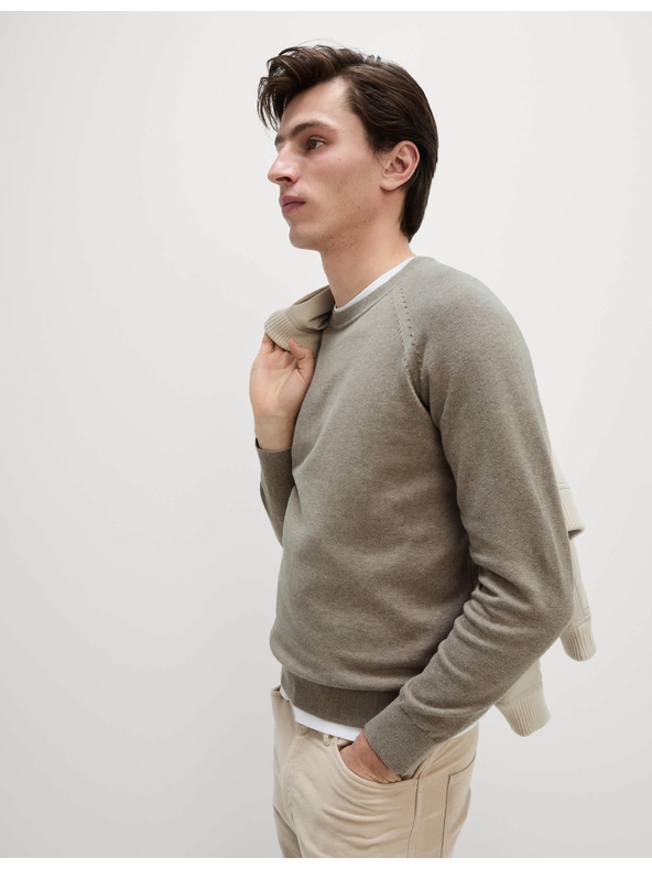 Marks & Spencer Пуловер от чист памук, с деколте към врата Marks & Spencer бежова