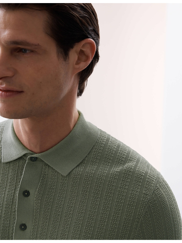 Marks & Spencer Плетена поло тениска с богата текстура от вискоза Marks & Spencer зелена