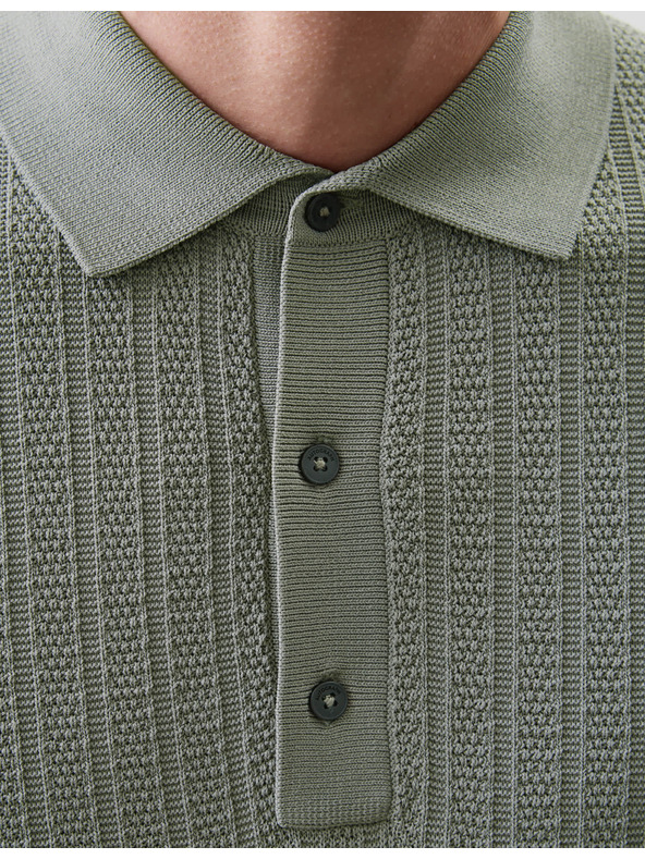 Marks & Spencer Плетена поло тениска с богата текстура от вискоза Marks & Spencer зелена