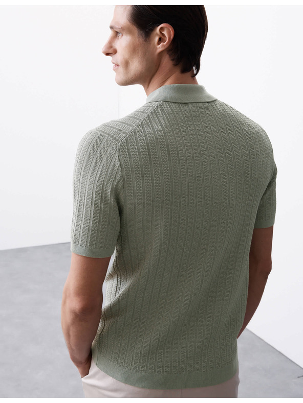 Marks & Spencer Плетена поло тениска с богата текстура от вискоза Marks & Spencer зелена
