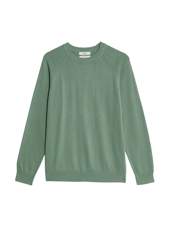 Marks & Spencer Пуловер от чист памук, с деколте към врата Marks & Spencer