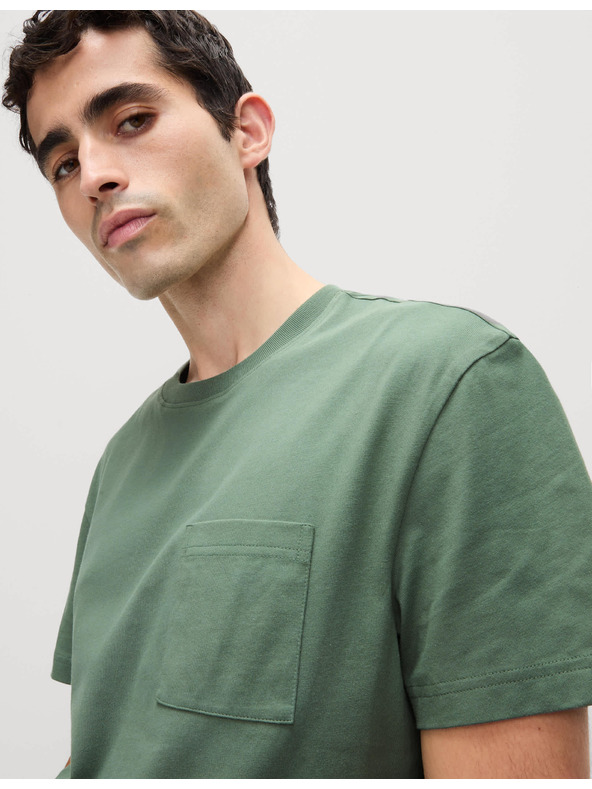 Marks & Spencer Тениска от средно тежък плат от чист памук с джоб Marks & Spencer зелена