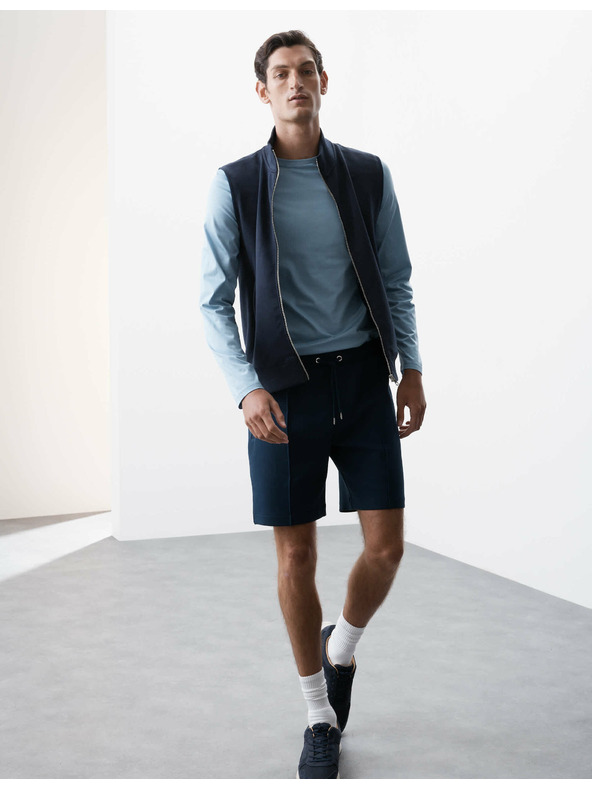 Marks & Spencer Жилетка с висок дял памук Marks & Spencer в тъмносин цвят