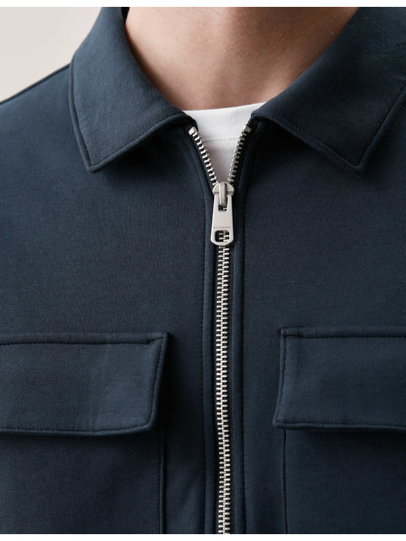 Marks & Spencer Сако с висок дял памук Marks & Spencer в тъмносин цвят