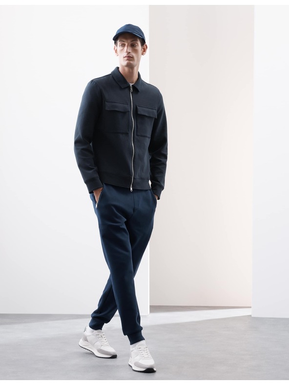 Marks & Spencer Сако с висок дял памук Marks & Spencer в тъмносин цвят