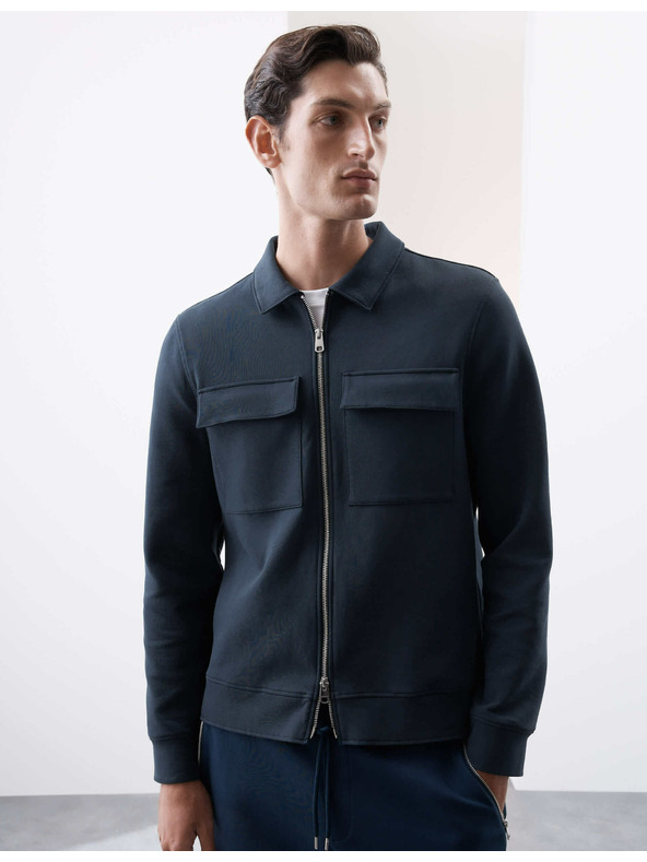 Marks & Spencer Сако с висок дял памук Marks & Spencer в тъмносин цвят