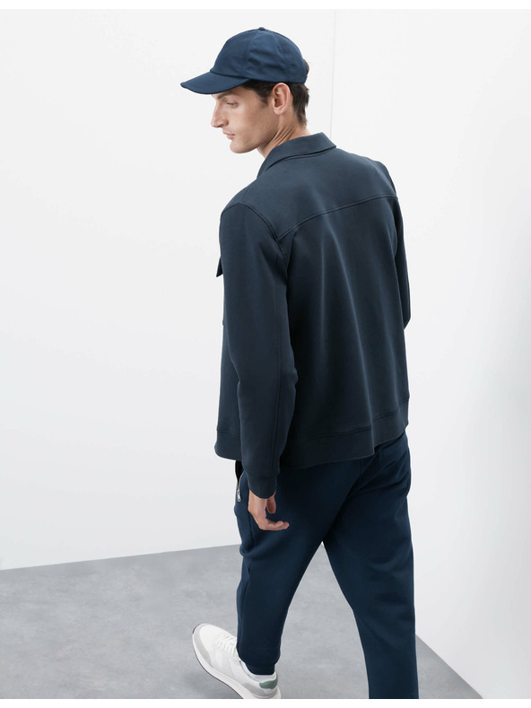 Marks & Spencer Сако с висок дял памук Marks & Spencer в тъмносин цвят