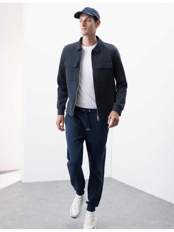 Marks & Spencer Сако с висок дял памук Marks & Spencer в тъмносин цвят