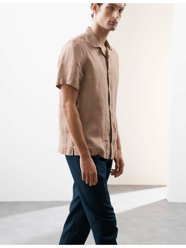 Marks & Spencer Риза от чист лен с шевица и кубанска яка Marks & Spencer в розов цвят