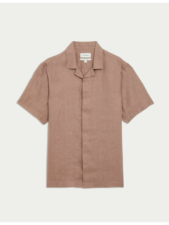 Marks & Spencer Риза от чист лен с шевица и кубанска яка Marks & Spencer в розов цвят