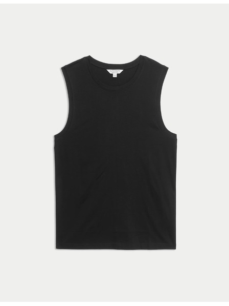 Marks & Spencer Топ от чист Supima® памук с деколте до врата Marks & Spencer черен