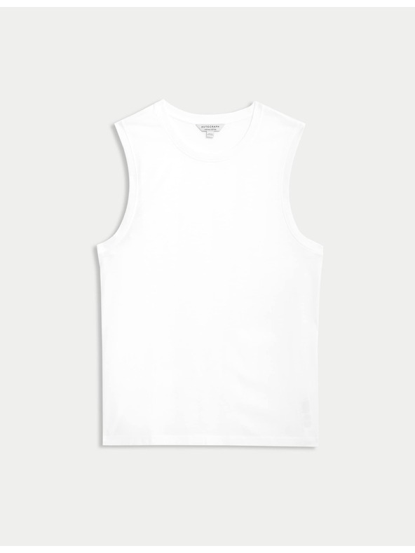 Marks & Spencer Топ от чист Supima® памук с деколте до врата Marks & Spencer бял