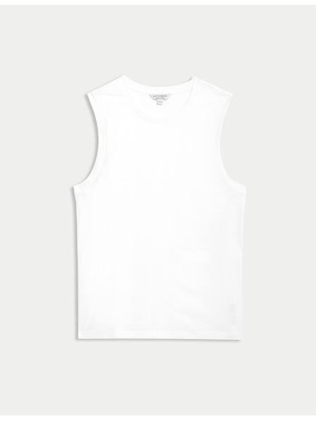 Marks & Spencer Топ от чист Supima® памук с деколте до врата Marks & Spencer бял