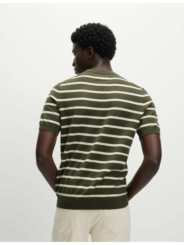 Marks & Spencer Раирана тениска с висок дял памук Marks & Spencer в зелен цвят